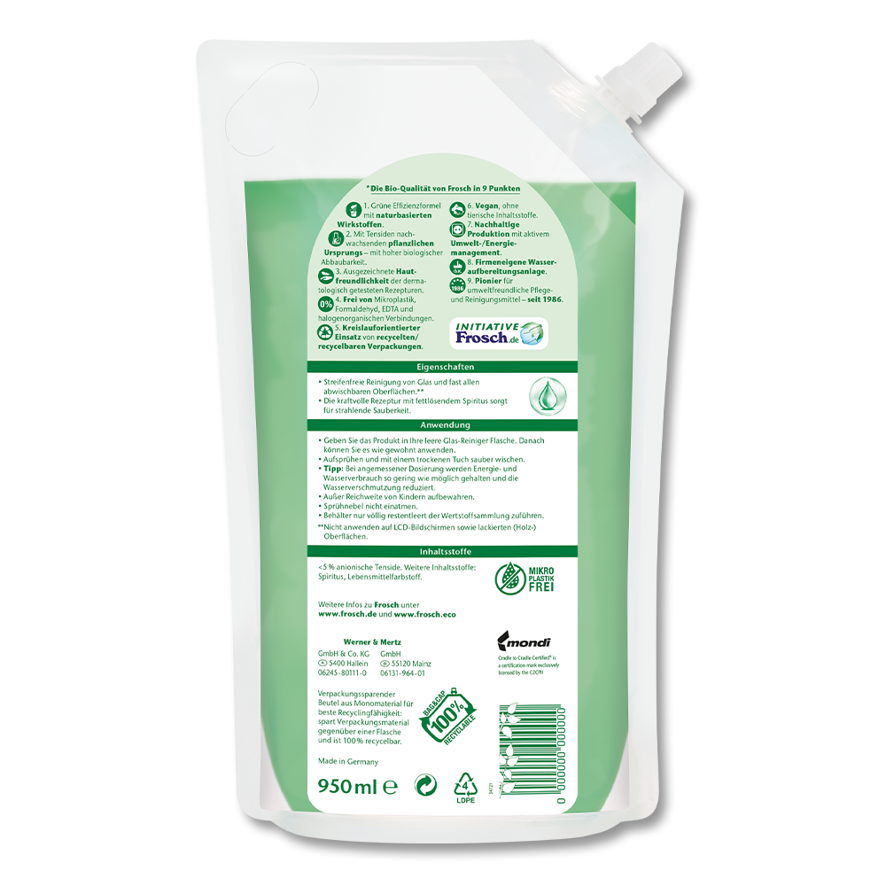Frosch Spiritus Glas-Reiniger Nachfüllbeutel Frosch Spiritus Glas-Reiniger Nachfüllbeutel