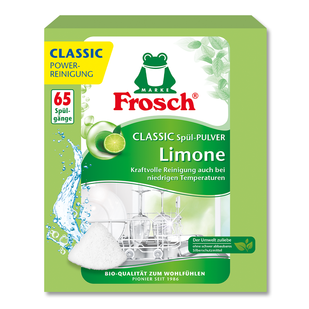 Frosch Spül Pulver Classic Limone im Karton Produktvorderseite