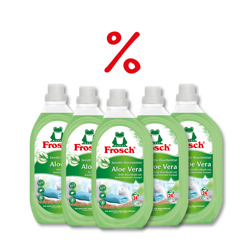 Family-Paket 120 Waschladungen - Frosch Aloe Vera Sensitiv-Waschmittel