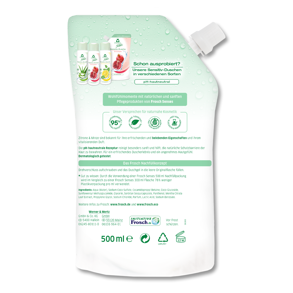 Frosch Sensitiv-Dusche Zitrone & Minze Nachfüllbeutel Frosch Sensitiv-Dusche Zitrone & Minze Nachfüllbeutel