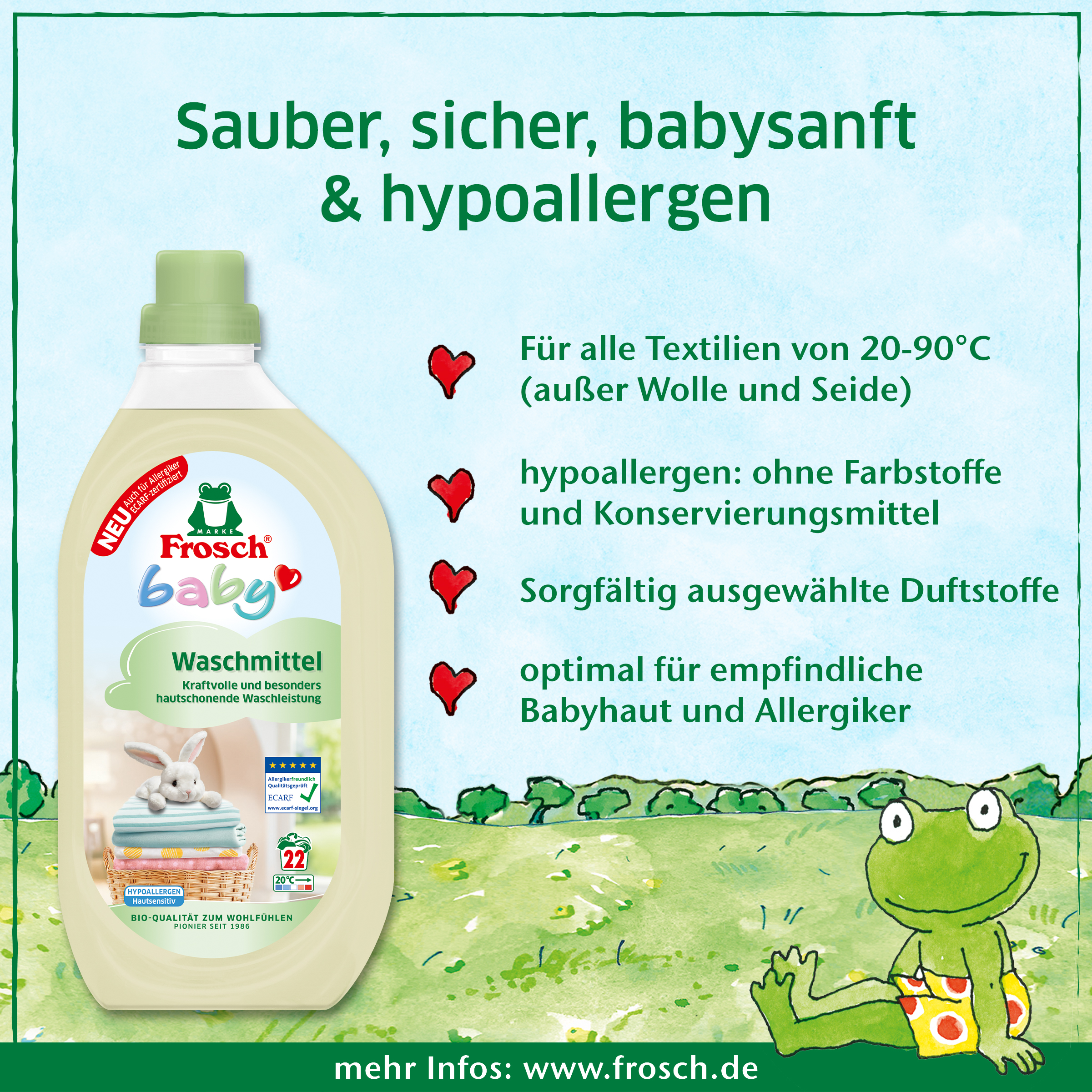 Frosch Baby Waschmittel - Auch für Allergiker geeignet