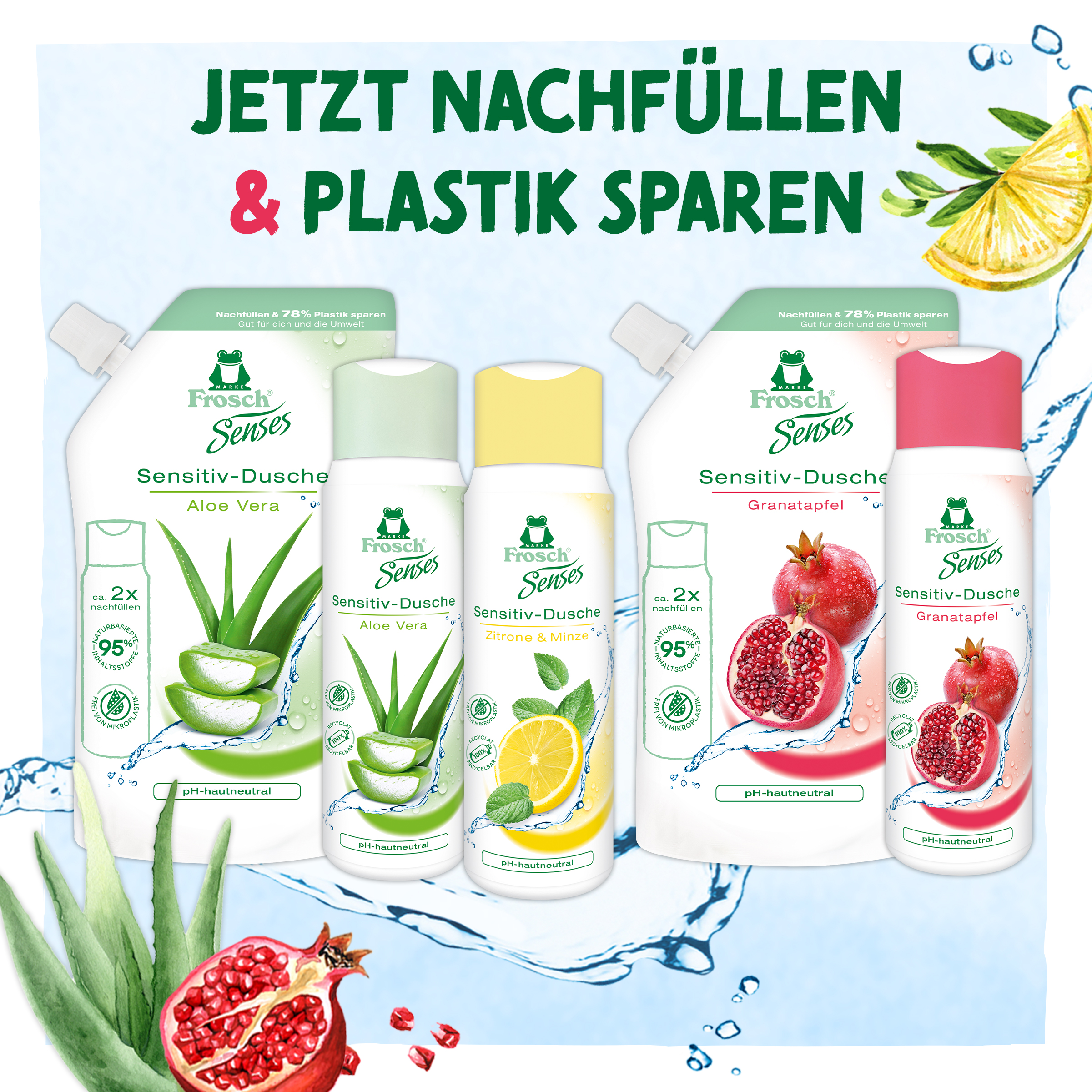 Frosch Sensitiv-Dusche Granatapfel Nachfüllbeutel
