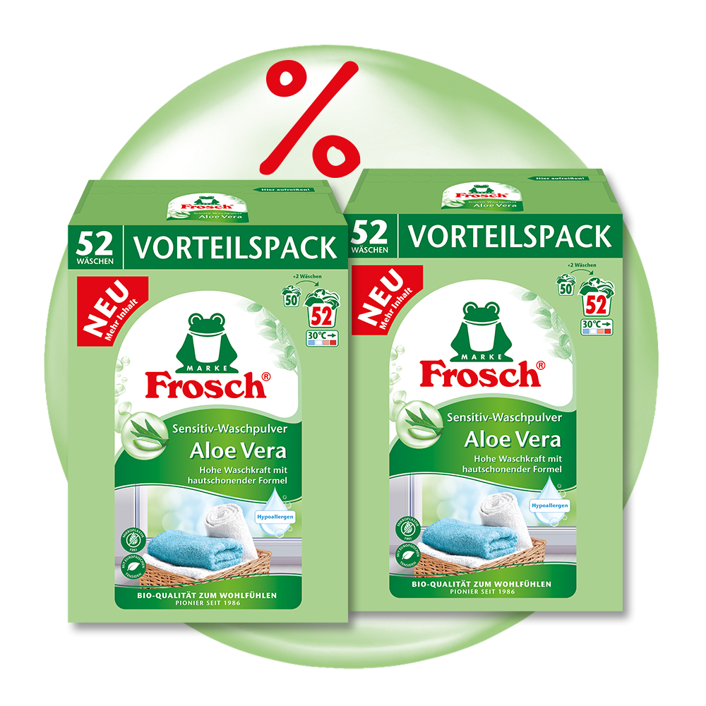 Family-Paket 104 Waschladungen - Sensitiv-Waschpulver Aloe Vera Family-Paket 104 Waschladungen - Sensitiv-Waschpulver Aloe Vera