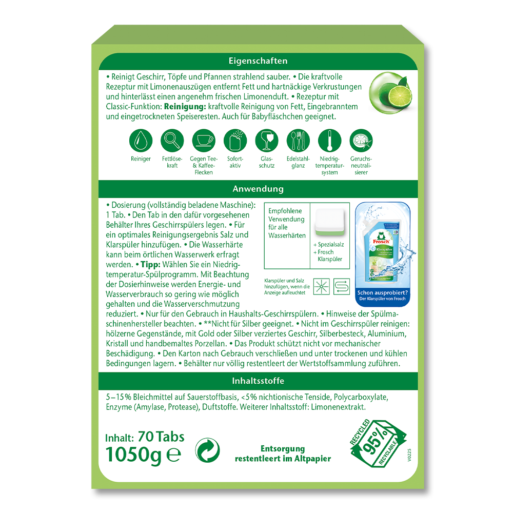 Frosch Classic Tabs Limone, 70 Stück